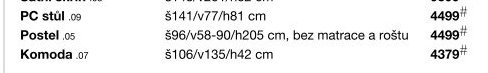 Postel š96/v58-90/h205 cm, bez matrace a roštu