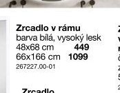 Zrcadlo v rámu barva bílá, vysoký lesk