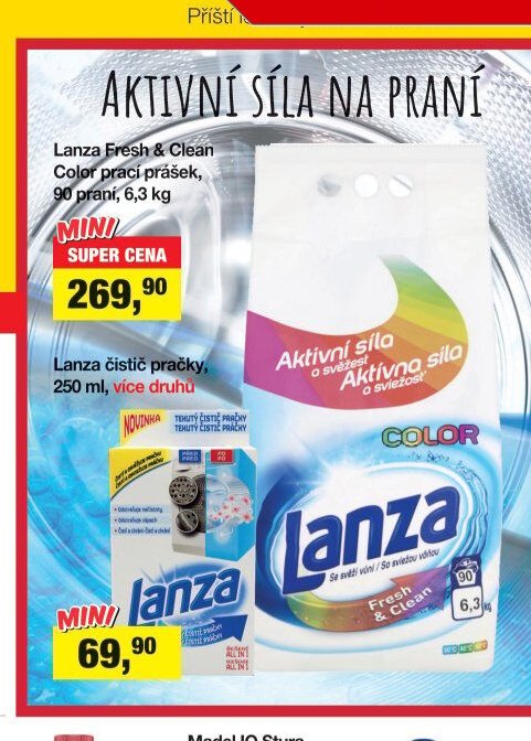Lanza Fresh & Clean Color prací prášek, 90 praní, 6,3 kg