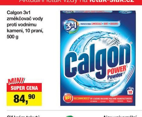 Calgon 3v1 změkčovač vody proti vodnímu kameni, 10 praní, 500 g
