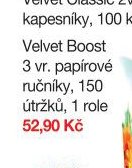 Velvet Boost 3 vr. papírové ručníky, 150 útržků, 1 role