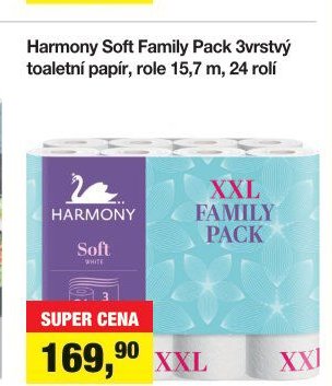 Harmony Soft Family Pack 3vrstvý toaletní papír, role 15,7 m, 24 rolí