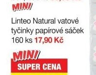 Linteo Natural vatové tyčinky papírový sáček, 160 ks