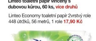 Linteo Economy toaletní papír 2vrstvý role 448 útržků, 56 metrů, 1 role