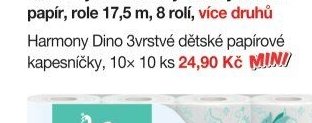 Harmony Dino 3vrstvé dětské papírové kapesníčky, 10x 10 ks