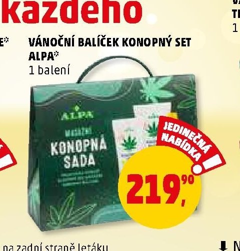 Vánoční balíček konopný set Alpa - Penny Market aktualniletaky.eu