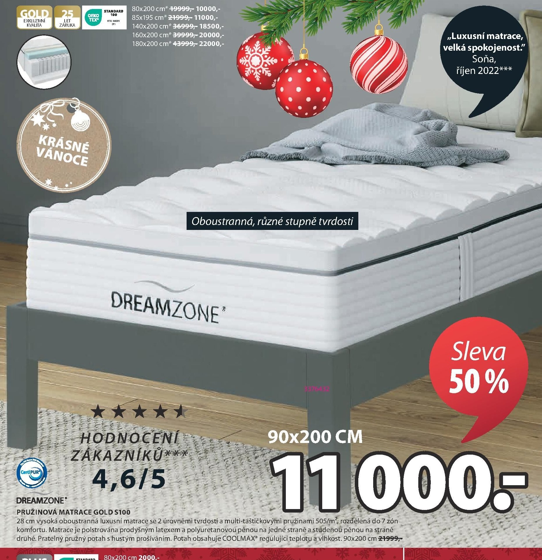 DREAMZONE PRUŽINOVÁ MATRACE GOLD S100 - Jysk aktualniletaky.eu