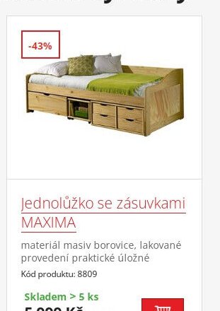 Jednolůžko se zásuvkami MAXIMA