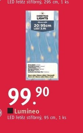 Lumineo LED řetěz stříbrný, 95 cm, 1 ks