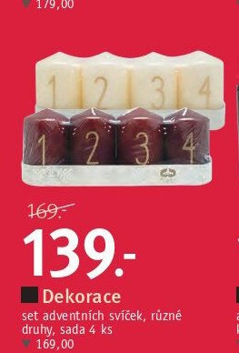 Dekorace set adventních svíček