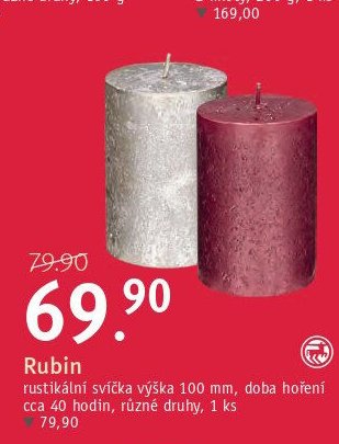 Rubin rustikální svíčka