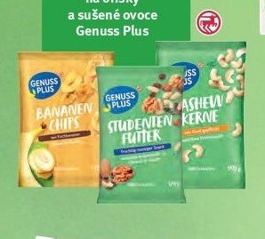 GENUSS PLUS Bananen Chips, Studentenfutter, Cashew Kerne