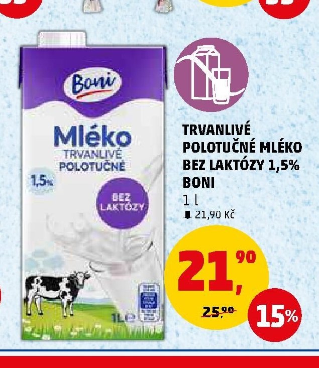 TRVANLIVÉ POLOTUČNÉ MLÉKO BEZ LAKTÓZY 1,5% BONI - Penny Market aktualniletaky.eu