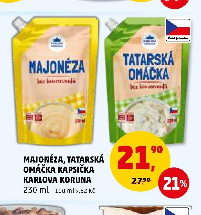 Majonéza, tatarská omáčka kapsička Karlova Koruna - Penny Market aktualniletaky.eu