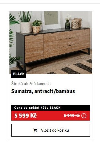 Široká úložná komoda Sumatra, antracit/bambus