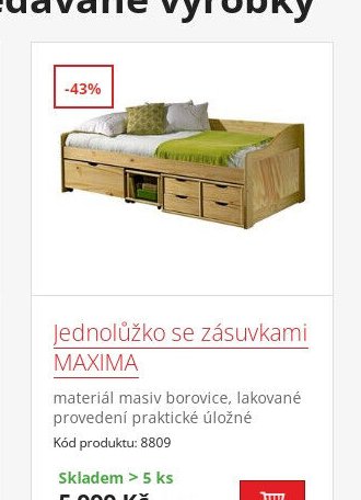 Jednolůžko se zásuvkami MAXIMA