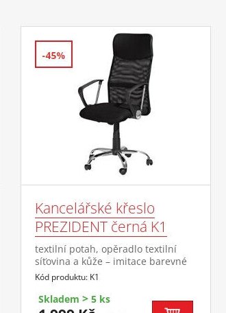 Kancelářské křeslo PREZIDENT černá K1 - IDEA nábytek aktualniletaky.eu