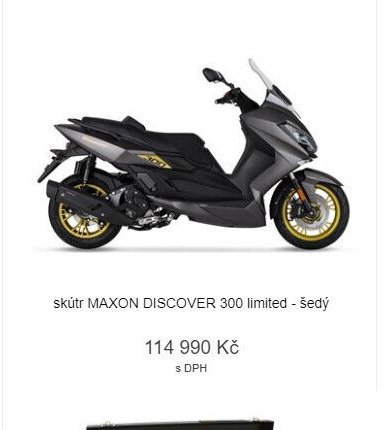 Skútr Maxon Discover 300 limited - šedý