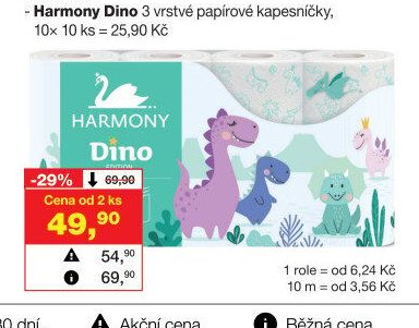 Harmony Dino dětský 3vrstvý toaletní papír, 17,5 m, 8 rolí