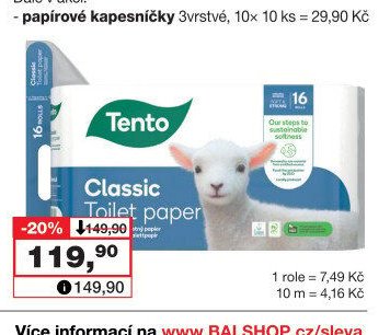 Tento Classic 3vrstvý toaletní papír, 18 m, 16 rolí
