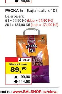 PACKA hrudkující stelivo