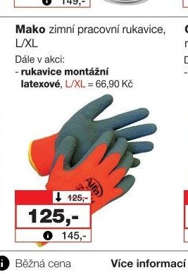 Mako zimní pracovní rukavice, L/XL