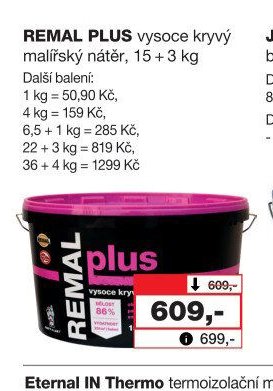 REMAL PLUS vysoce kryvý malířský nátěr, 15 + 3 kg
