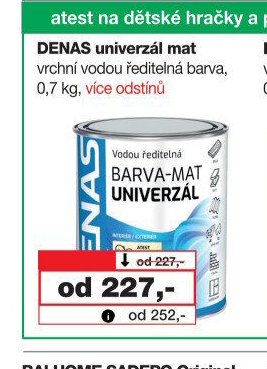 DENAS univerzál mat vrchní vodou ředitelná barva, 0,7 kg