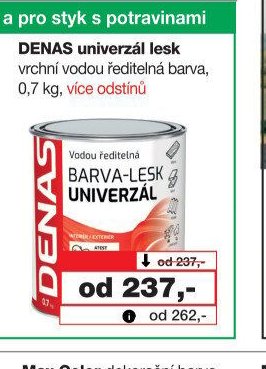 DENAS univerzál lesk vrchní vodou ředitelná barva, 0,7 kg