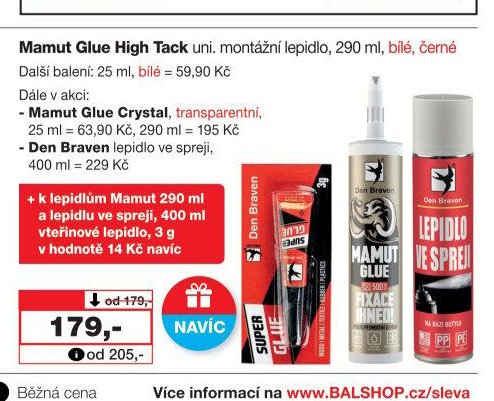 Mamut Glue High Tack uni. montážní lepidlo, 290 ml
