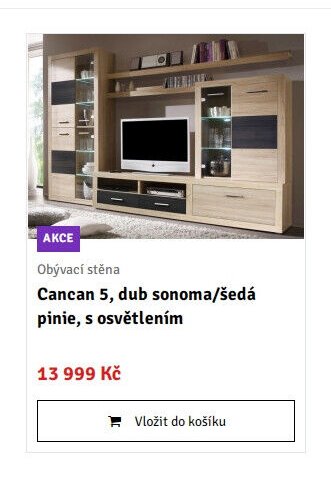 Cancan 5, dub sonoma/šedá pinie, s osvětlením