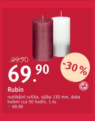 Rubin rustikální svíčka