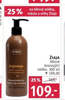 ZIAJA tělové bronzující mléko