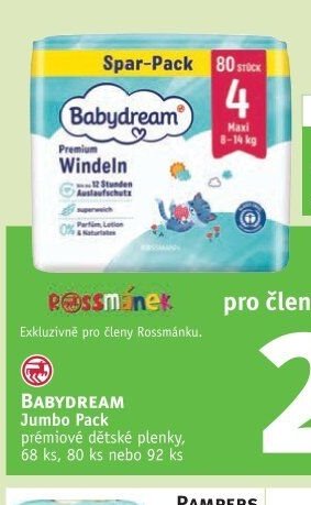 Babydream Jumbo Pack prémiové dětské plenky
