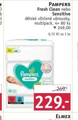 Pampers Fresh Clean nebo Sensitive dětské vlhčené ubrousky