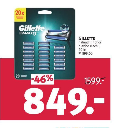 Gillette náhradní holicí hlavice Mach3, 20 ks