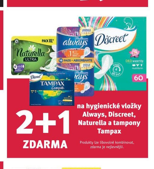 Always, Discreet, Naturella a tampony Tampax