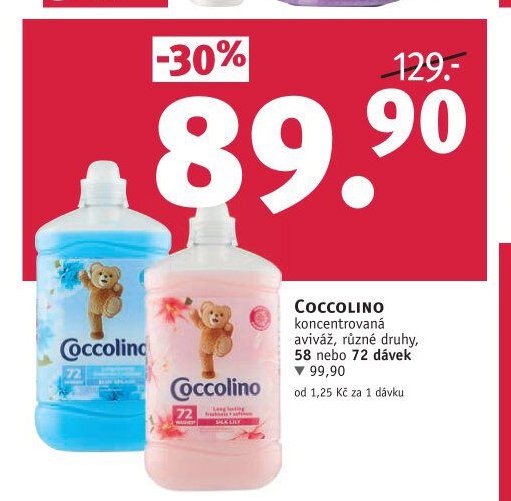 Coccolino koncentrovaná aviváž, různé druhy