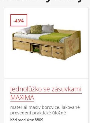 Jednolůžko se zásuvkami MAXIMA