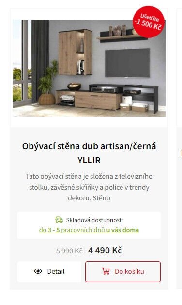 Obývací stěna dub artisan/černá YLLIR