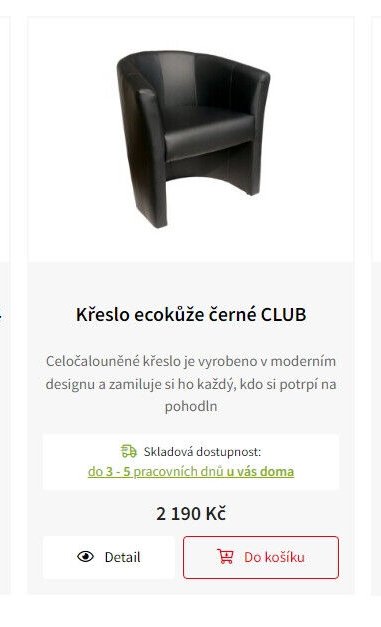 Křeslo ecokůže černé CLUB