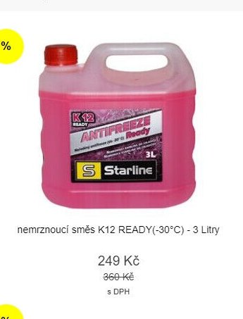 nemrznoucí směs K12 READY(-30°C) - 3 Litry
