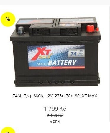 74Ah P.s.p.680A, 12V, 278x175x190, XT MAX