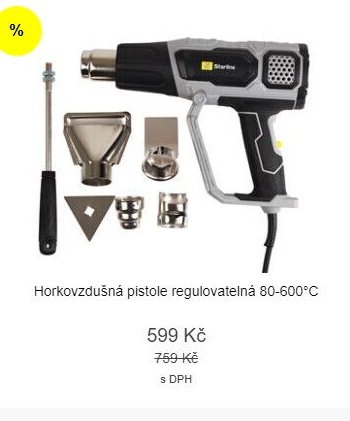Horkovzdušná pistole regulovatelná 80-600°C