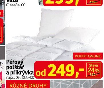 Péřový polštář a přikrývka