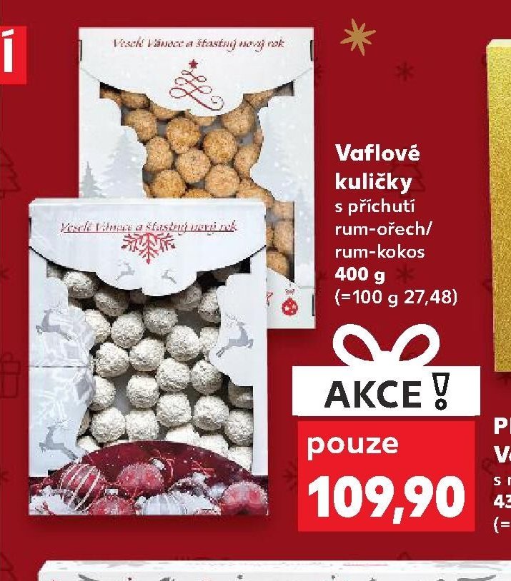 Vaflové kuličky s příchutí rum-ořech/rum-kokos 400 g