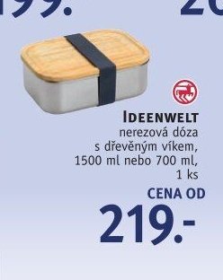 IDEENWELT nerezová dóza s dřevěným víkem, 1500 ml nebo 700 ml, 1 ks