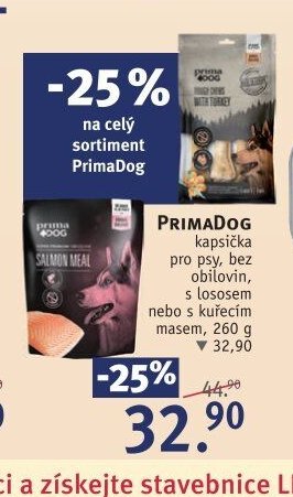 PRIMADOG kapsička pro psy, bez obilovin, s lososem nebo s kuřecím masem, 260 g
