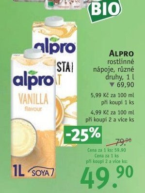 ALPRO rostlinné nápoje, různé druhy, 1 l
