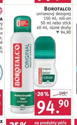 Borotalco unisexový deosprej 150 ml, roll-on 50 ml nebo stick 40 ml, různé druhy